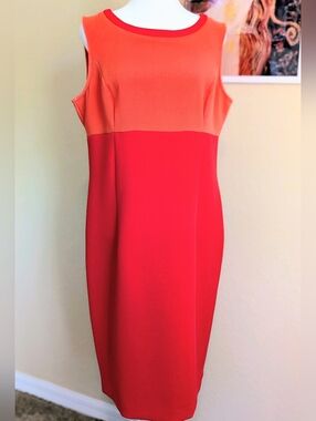 Vintage 9&Co. Colorblock Sheath Dress - Orange and Red